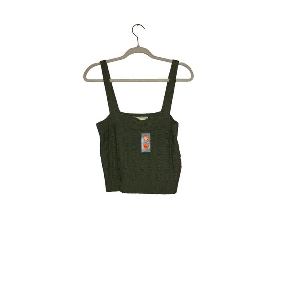NWT Uncharted Threads green crochet cropped knit top size medium - Picture 1 of 8